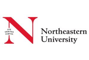 Northeastern University logo: a large red 'N' monogram with the motto 'Lux Veritas Virtus' on the left and 'Northeastern University' text to the right.